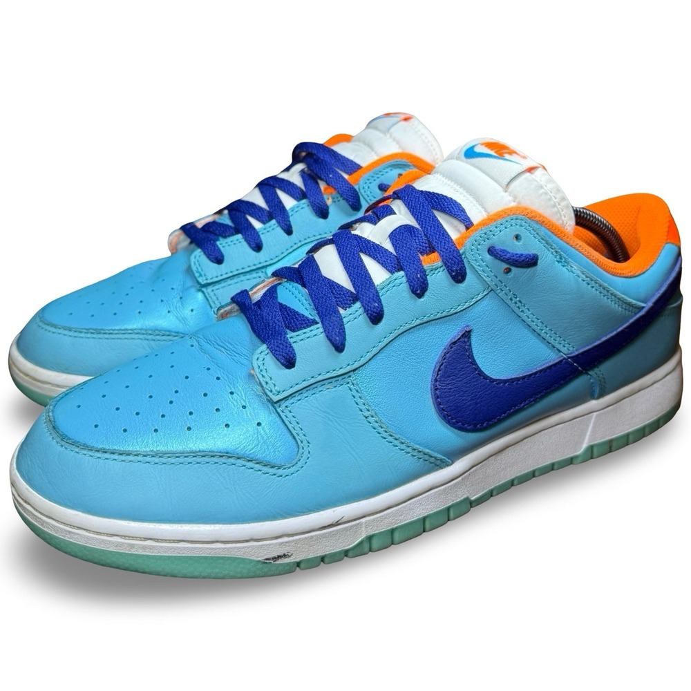 Nike Dunk Low Mens Size 12 Baltic Blue Orange HQ1538-410 Excellent Iridescent
